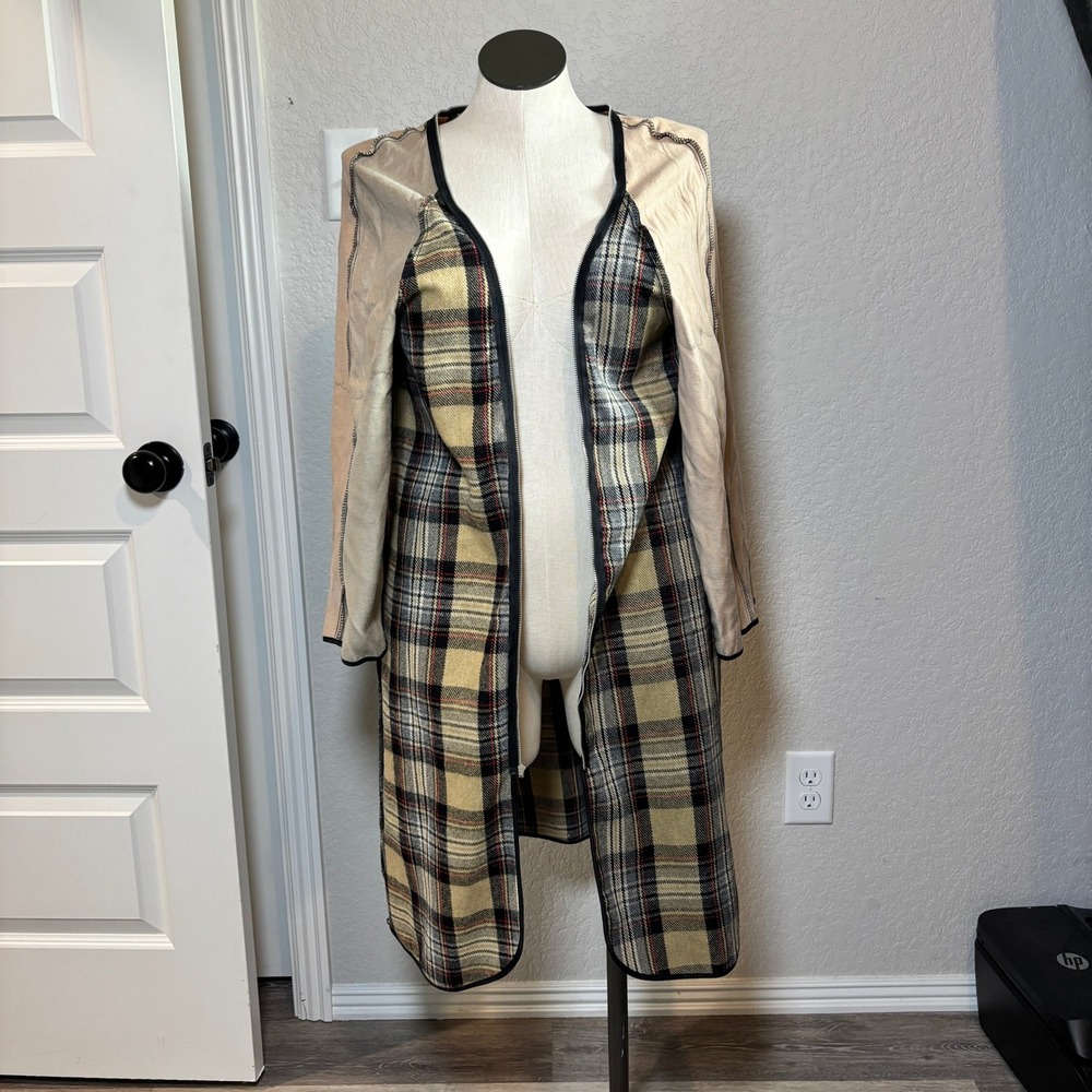 London Fog Vintage Plaid Zip-In Coat‎ Liner Only Tan Blk Womens Size 16 Regular